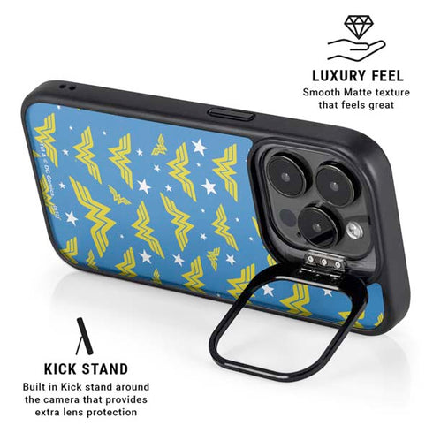 DC Comics Wonder Woman Pattern iPhone 16 Pro Kickstand Case
